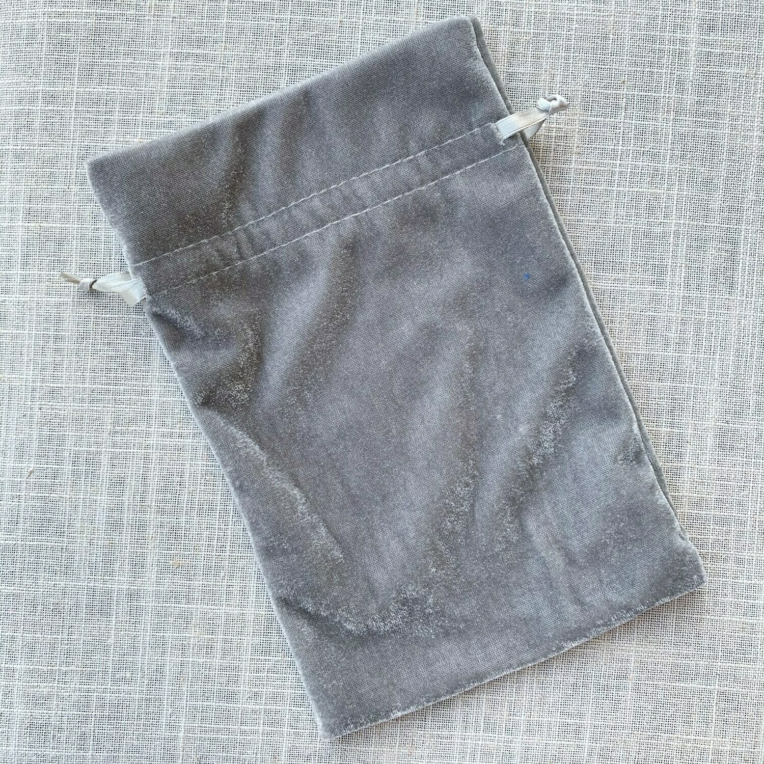 Velvet Drawstring Bag Silver Gray