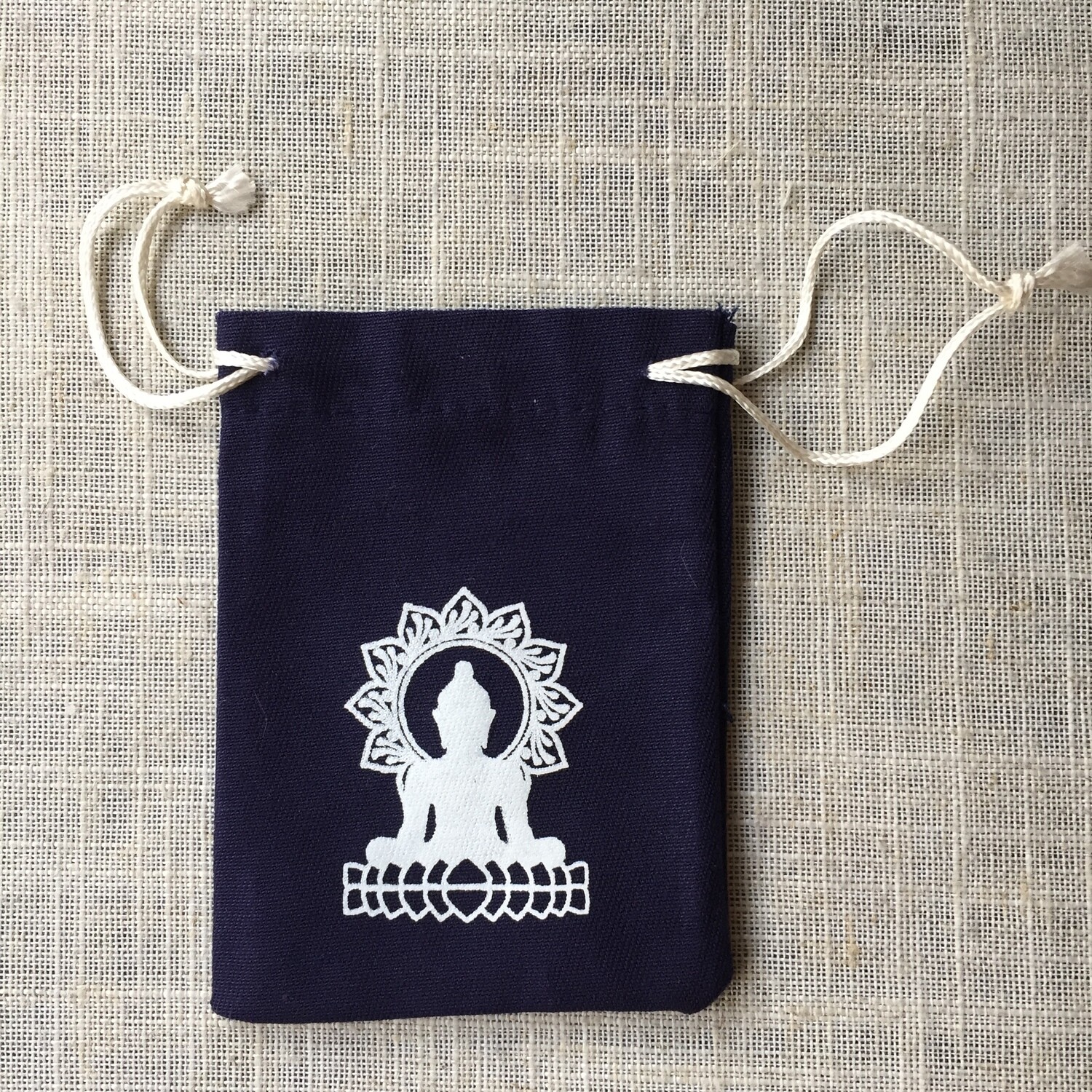 Drawstring Bag Cotton Navy Meditation