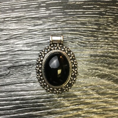 Black Onyx Pendant 925 Sterling Silver