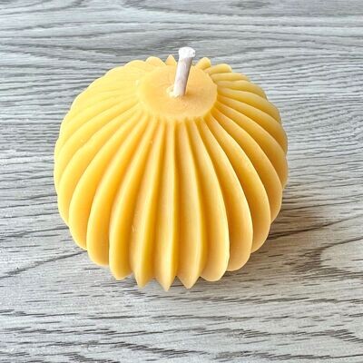 Natural Beeswax Fluted Sphere Candle
