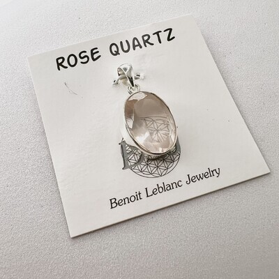 Rose Quartz Pendant 925 Sterling Silver