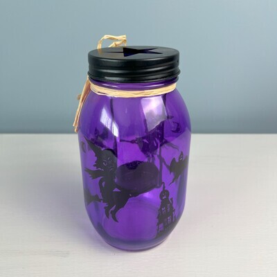 Purple Witch Jar Candle Holder Used