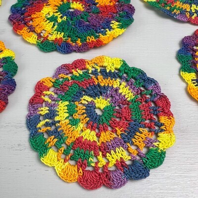 Textile Crocheted Coasters Used