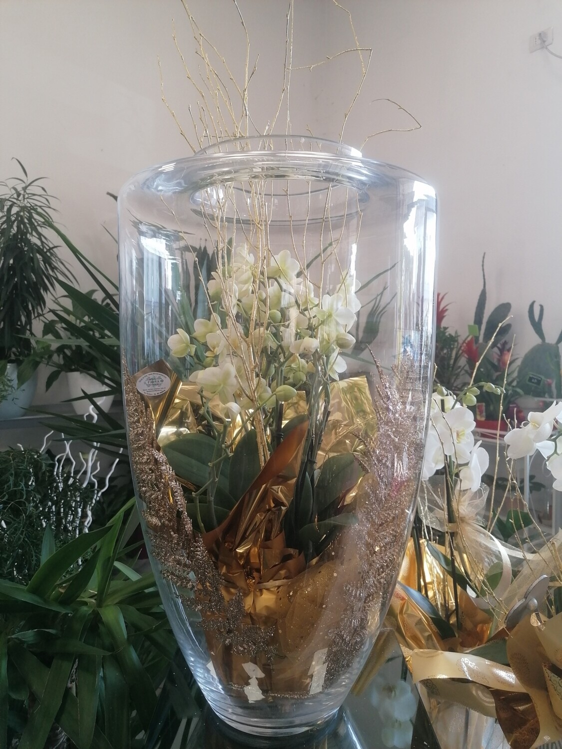 Anfora vetro con orchidea