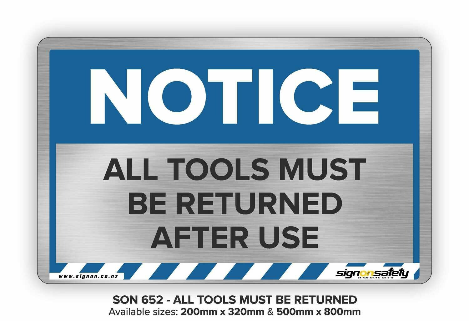 Notice - All Tools Must Be Returned