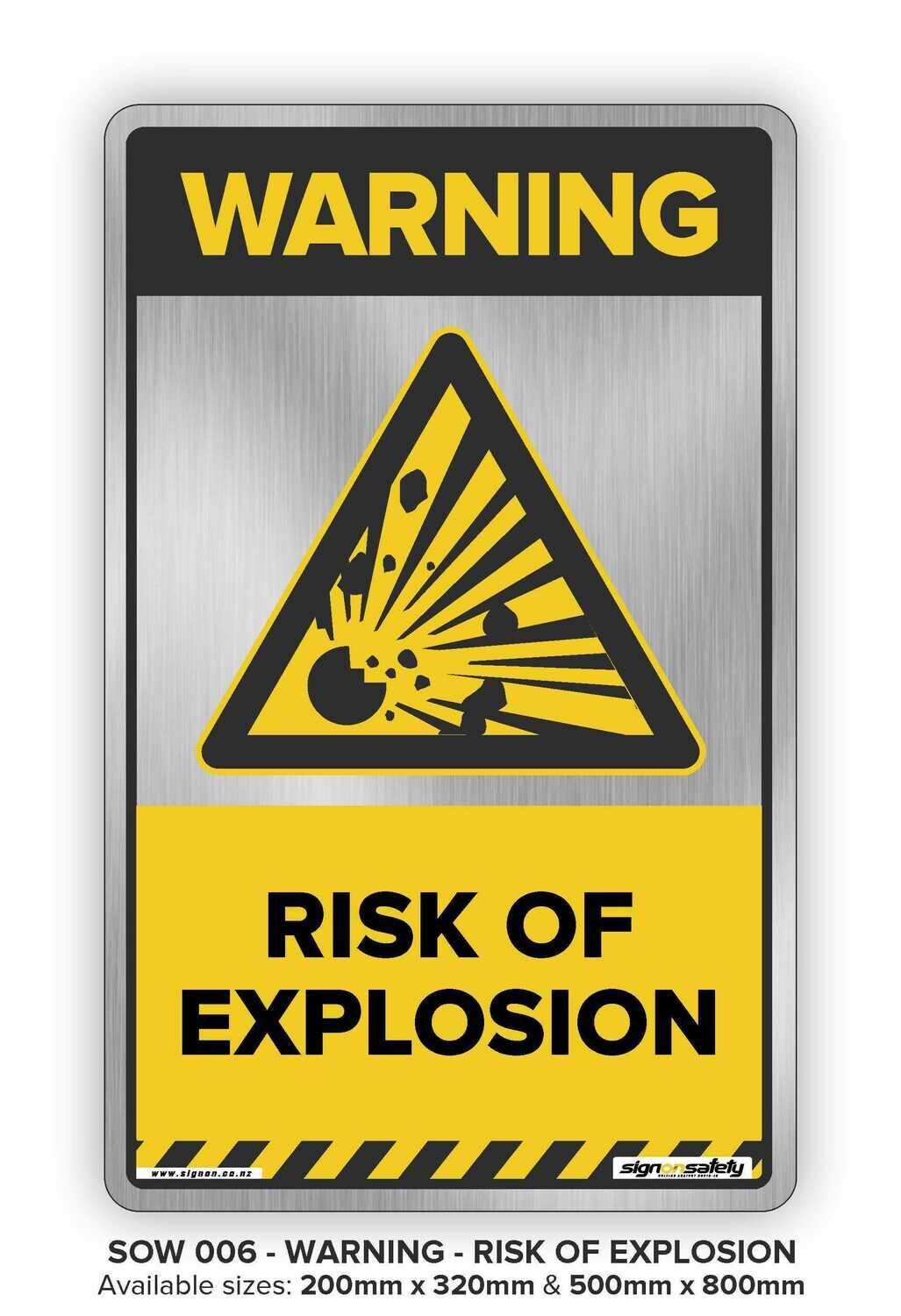 Warning - Risk Of Explosion