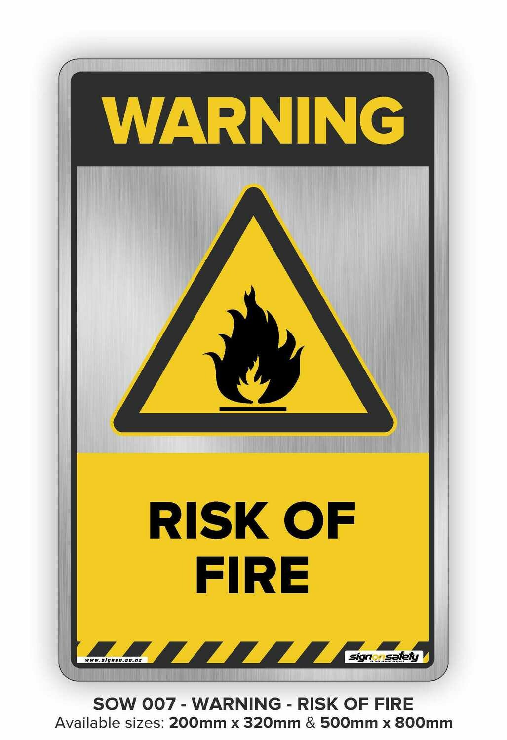 Warning - Risk Of Fire