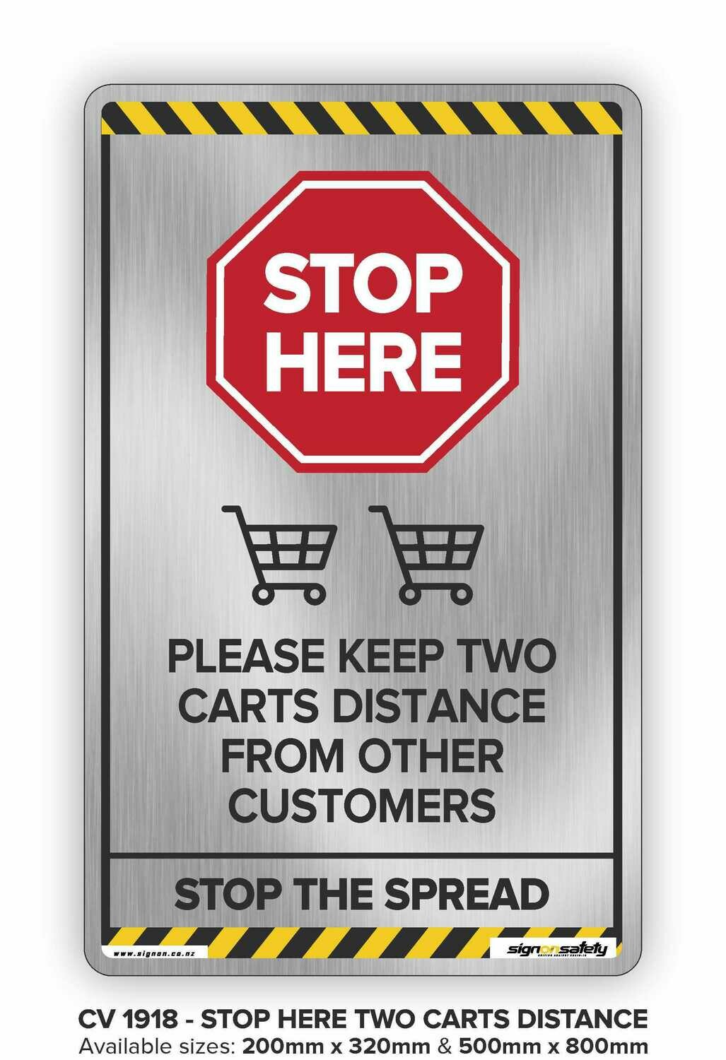 Stop Here -Keep Two Carts Distance