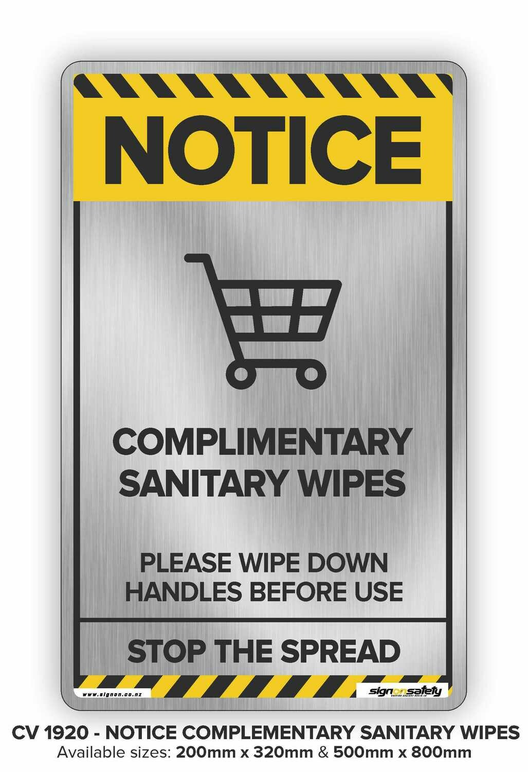 Notice - Complimentary Sanitary Wipes