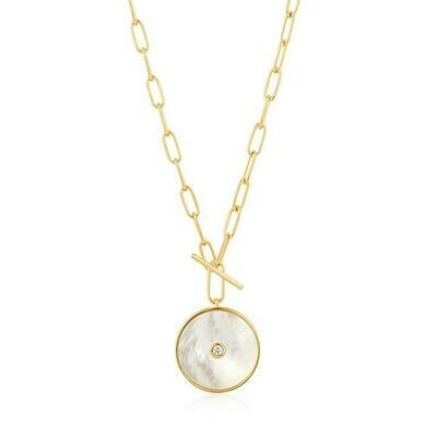 Ania Haie Mother Of Pearl T-Bar Necklace Gold