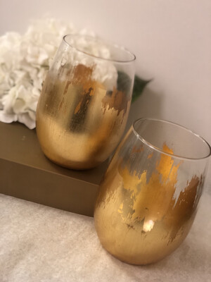 Gold Gild Stemless Wine Glass