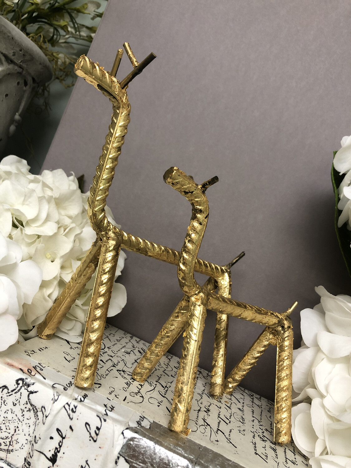 Gold Iron Reindeer Set