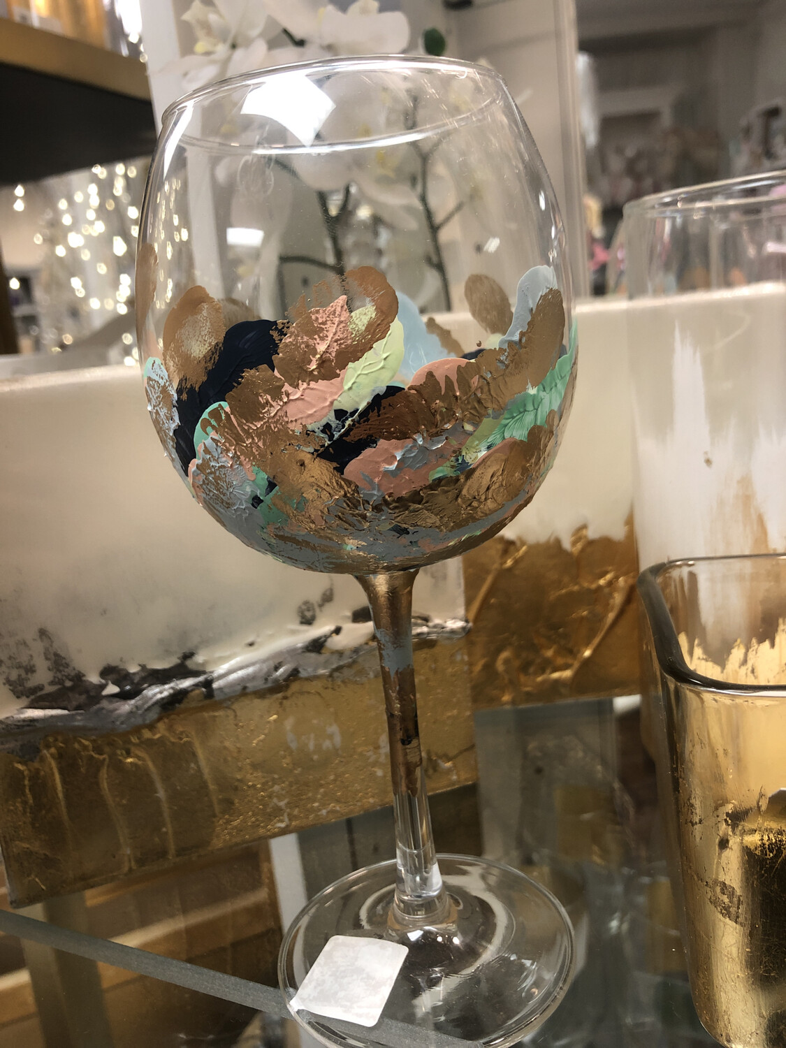 SB Painted Wine Glass Pastel Multi