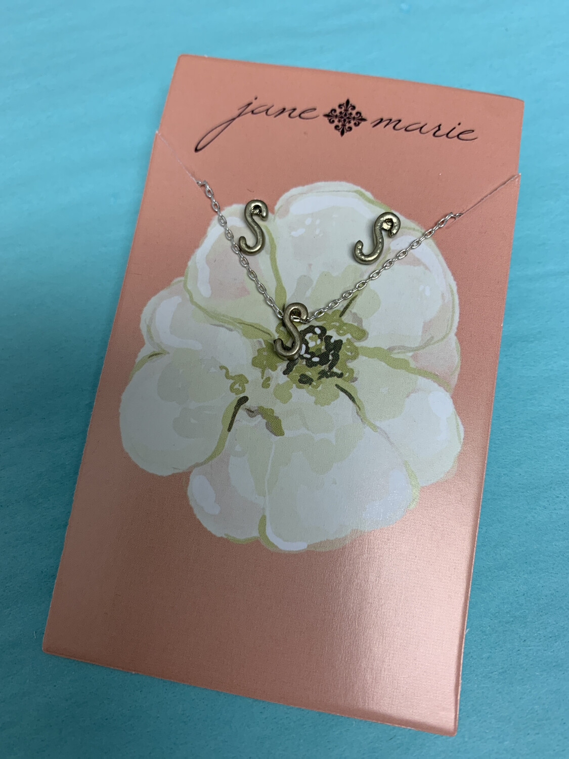 JM Initial Necklace/Earring Set S