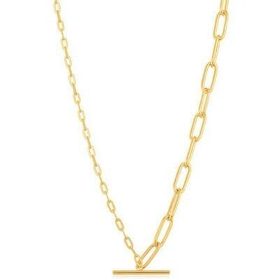 Ania Haie Mixed Link T-Bar Necklace Gold