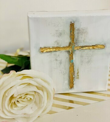 6x6 Cross Painting Turquoise