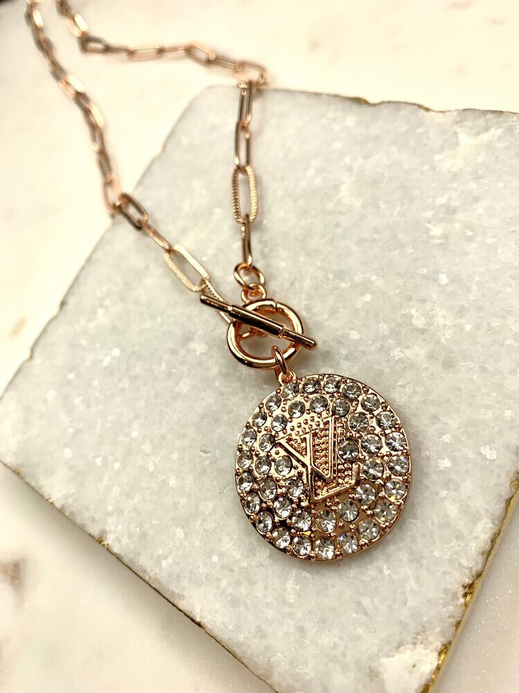 SJ Designer Necklace Rose Gold Diamond LV