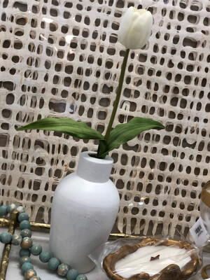 White Vase With Tulip Large