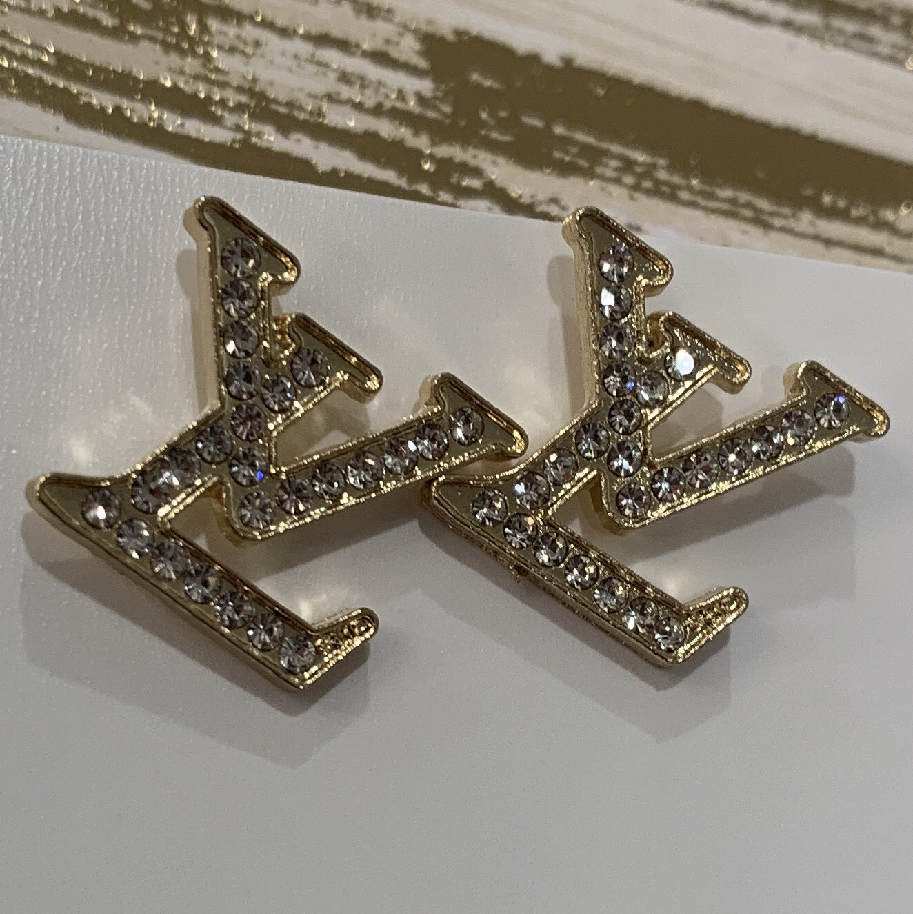 SJ Designer Earrings Diamond Studs LV