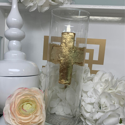 Gold Stripe Cross Vase Large