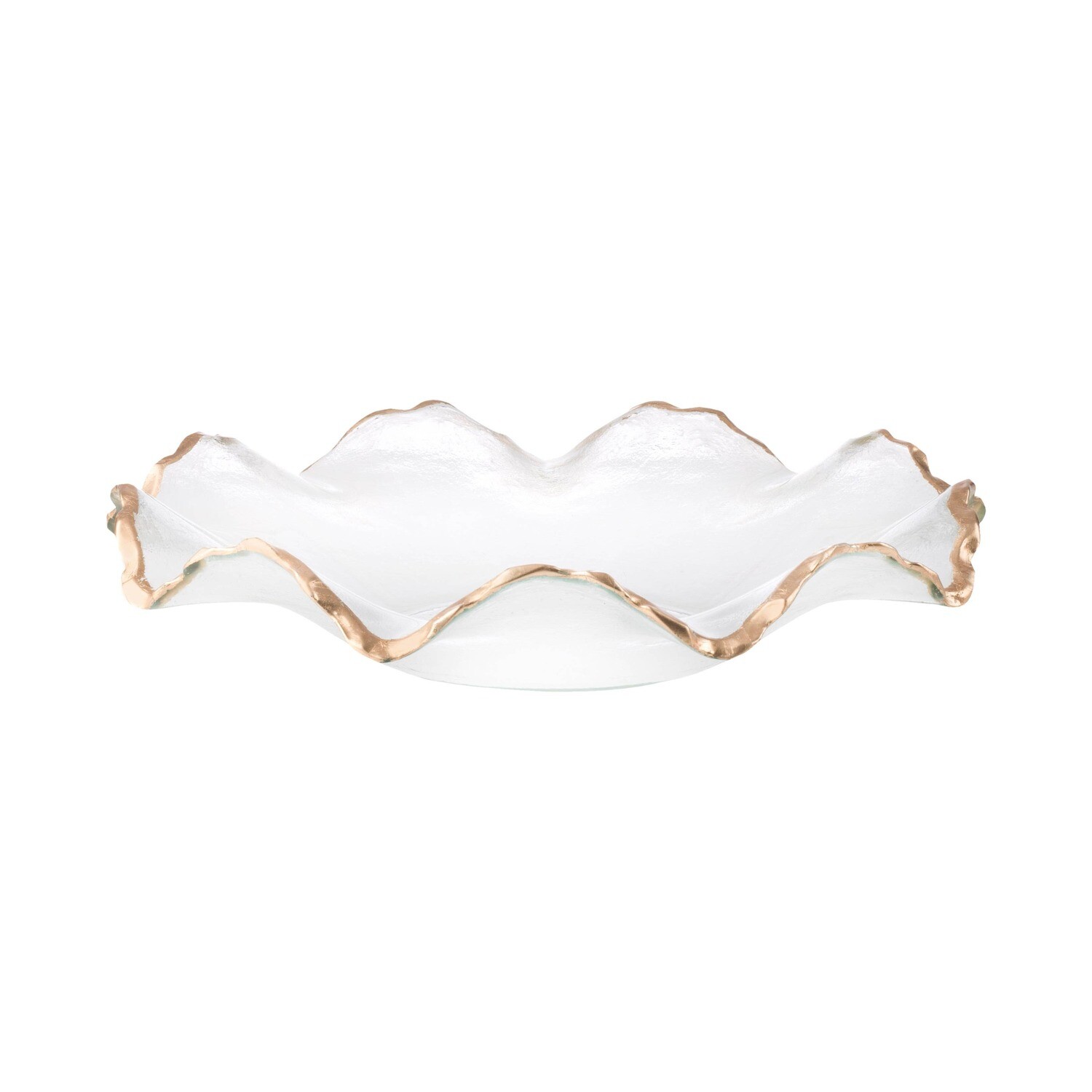 CT 12" Glass Ruffle Bowl With Gold Edge