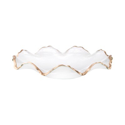 CT 12" Glass Ruffle Bowl With Gold Edge