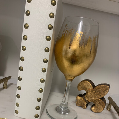 Gold Gild Stemmed Wine Glass Large