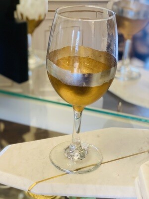 Gold/Silver Gild Stemmed Wine Glass
