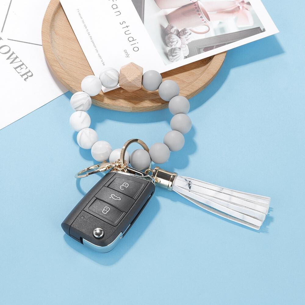 MU Silicone Bracelet Keychain Gray