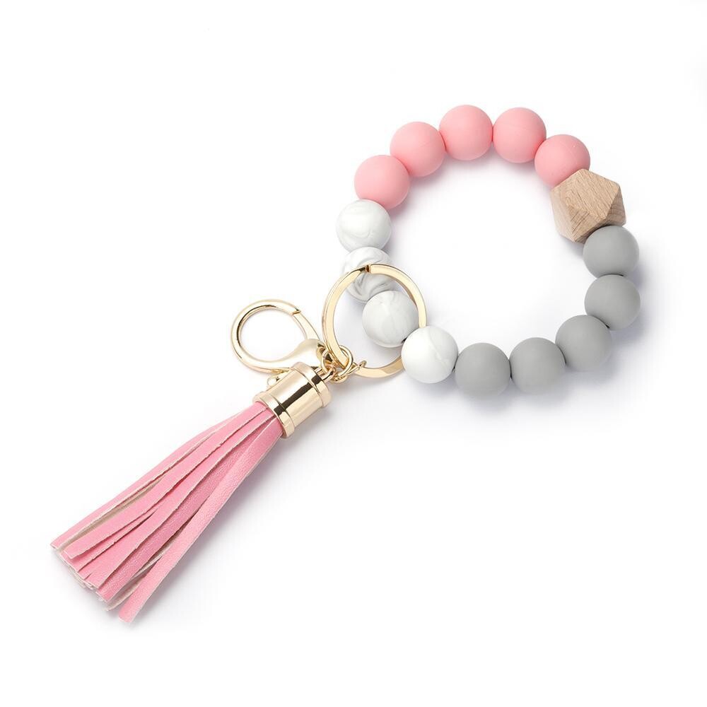 MU Silicone Bracelet Keychain Pink