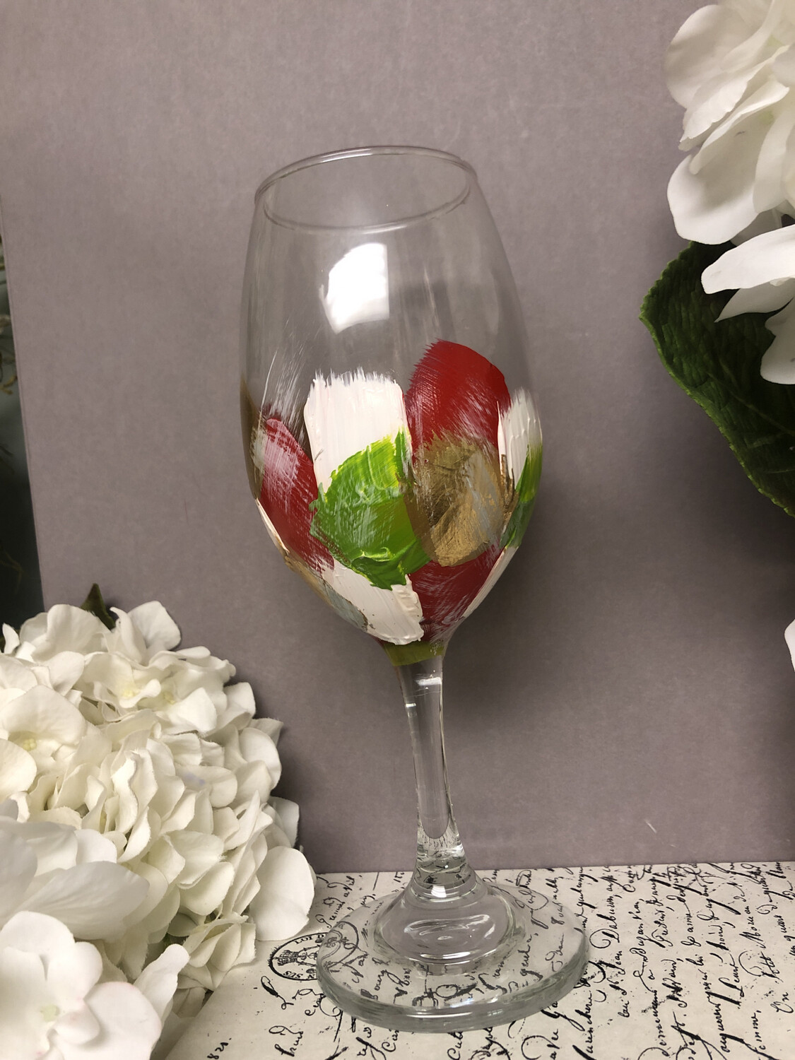 Christmas Hand Painted Stemmed Glass 2