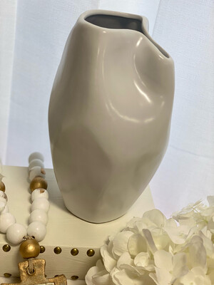White Abstract Pottery 10"