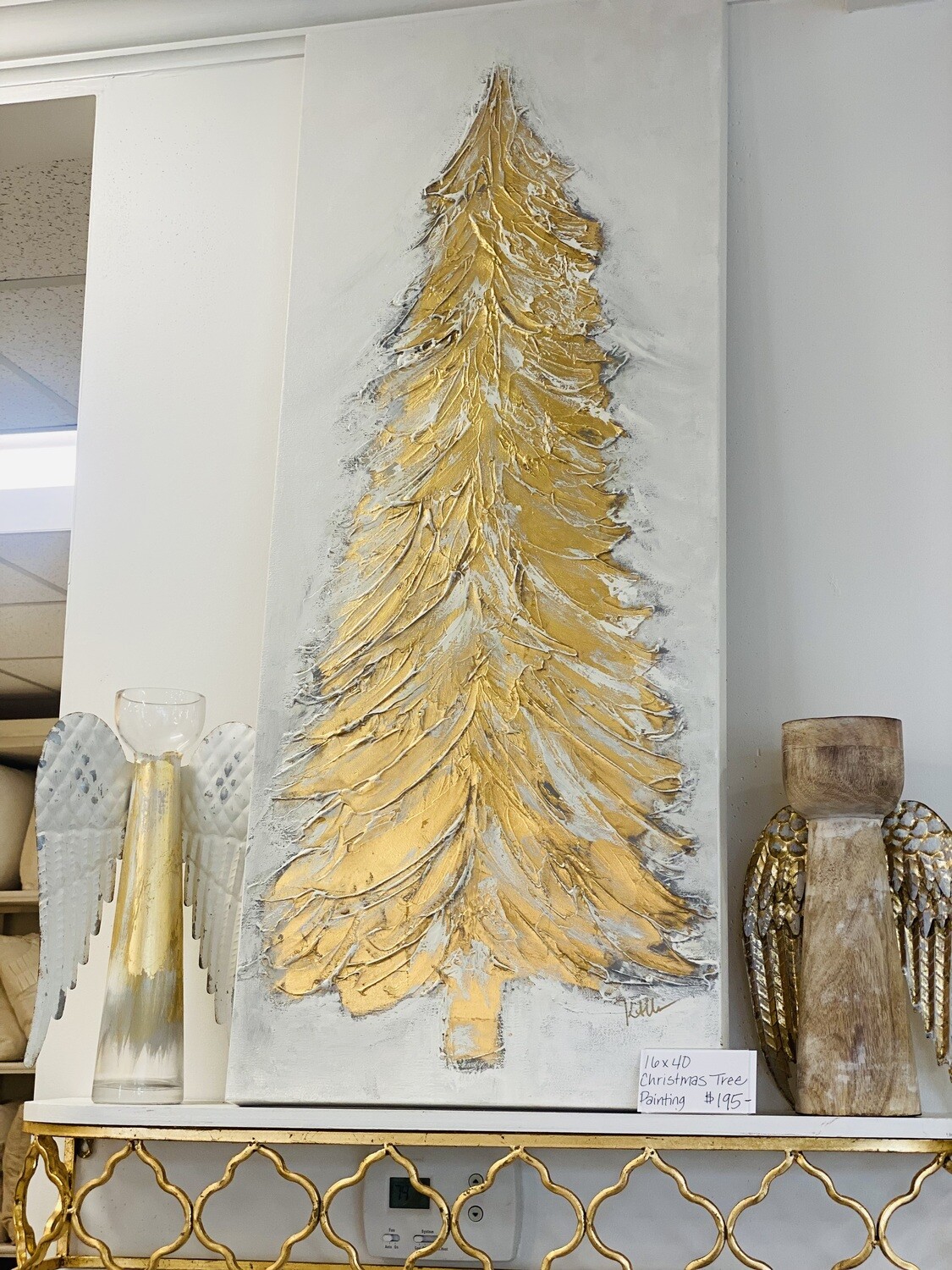 16x40 Gold Christmas Tree Painting
