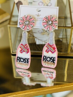 TRS Earrings Beaded Rose' Bottle