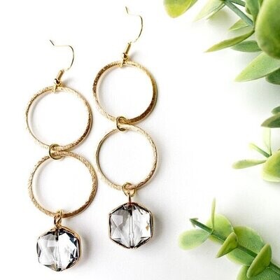 SJ Earrings Double Hoops & Jewel