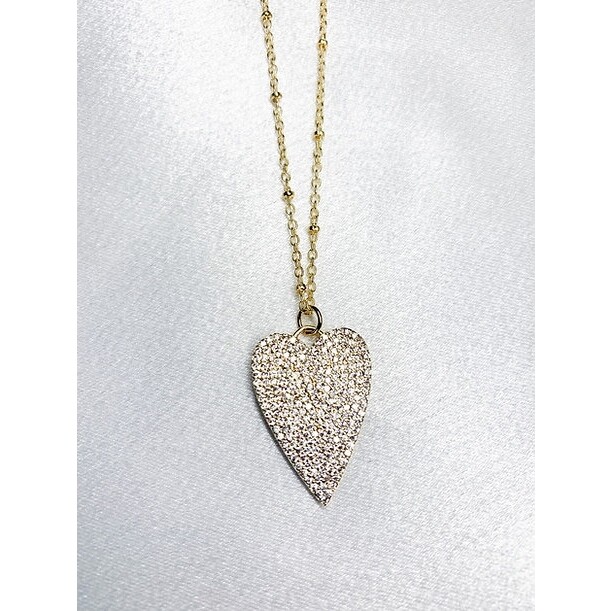 LK Necklace Ball Chain & Diamond Heart