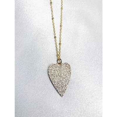 LK Necklace Ball Chain & Diamond Heart