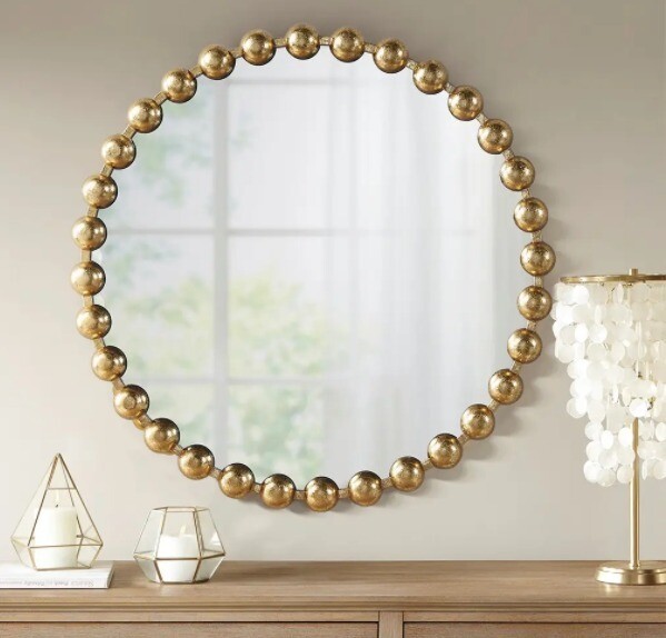Round Iron Framed Mirror Gold