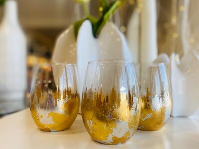Gold/Silver Gild Stemless Wine Glass