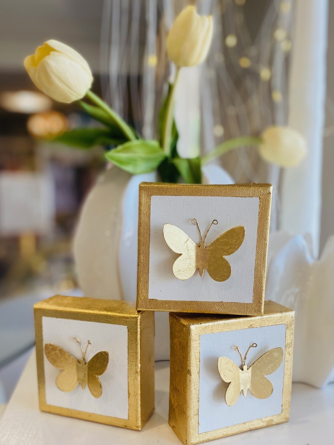 4x4 Butterfly Canvas Gold