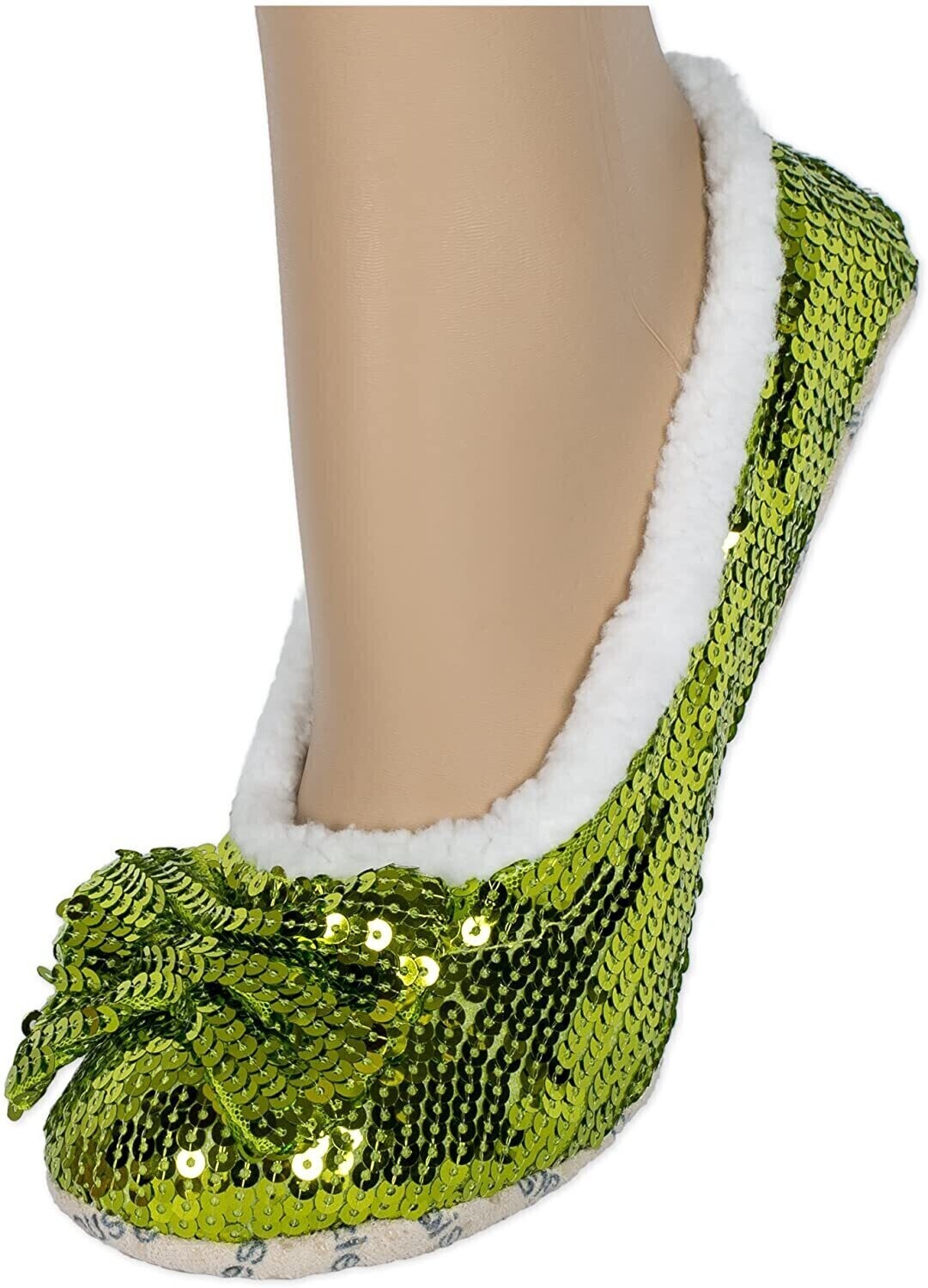 Snoozie Ballet Sequin Slippers lime medium (4-5)