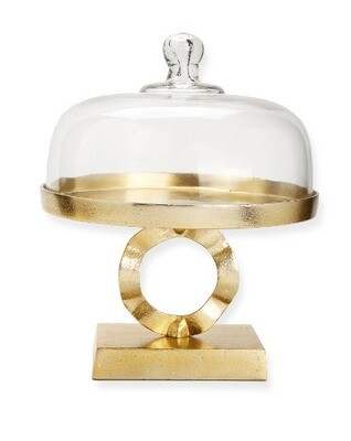 Gold Circle Cake Plate With Dome