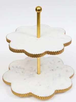 Marble Flower 2-Tier Cake Stand