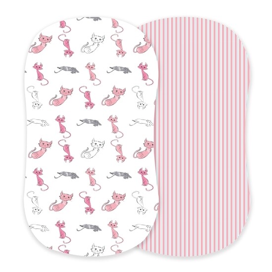 NC  Changing Pad Cover/Bassinet Sheets Kitty & Candy Stripe