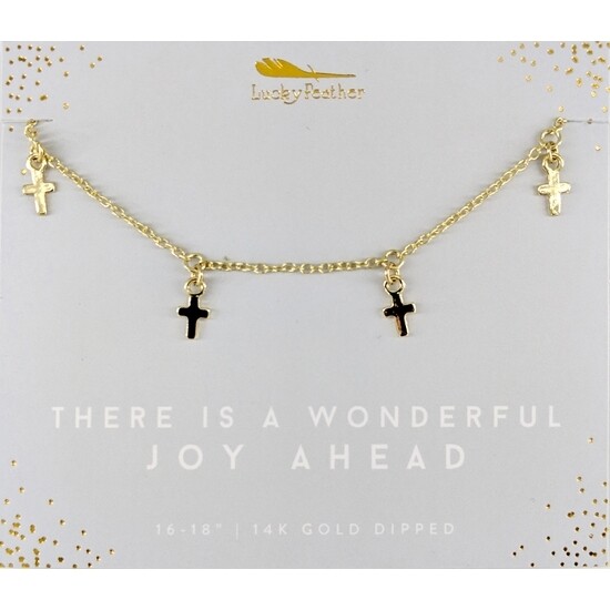 Lucky Feather Necklace "Joy Ahead" Gold