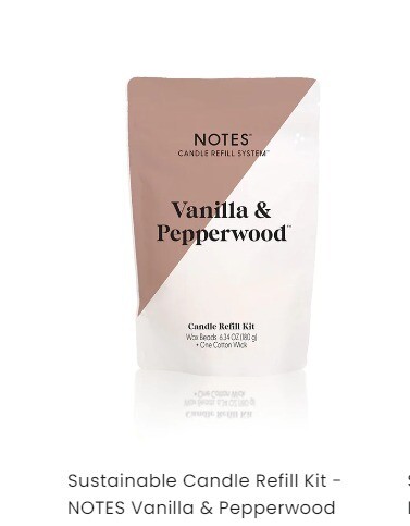 Sustainable Candle Refill Kit - NOTES Vanilla & Pepperwood