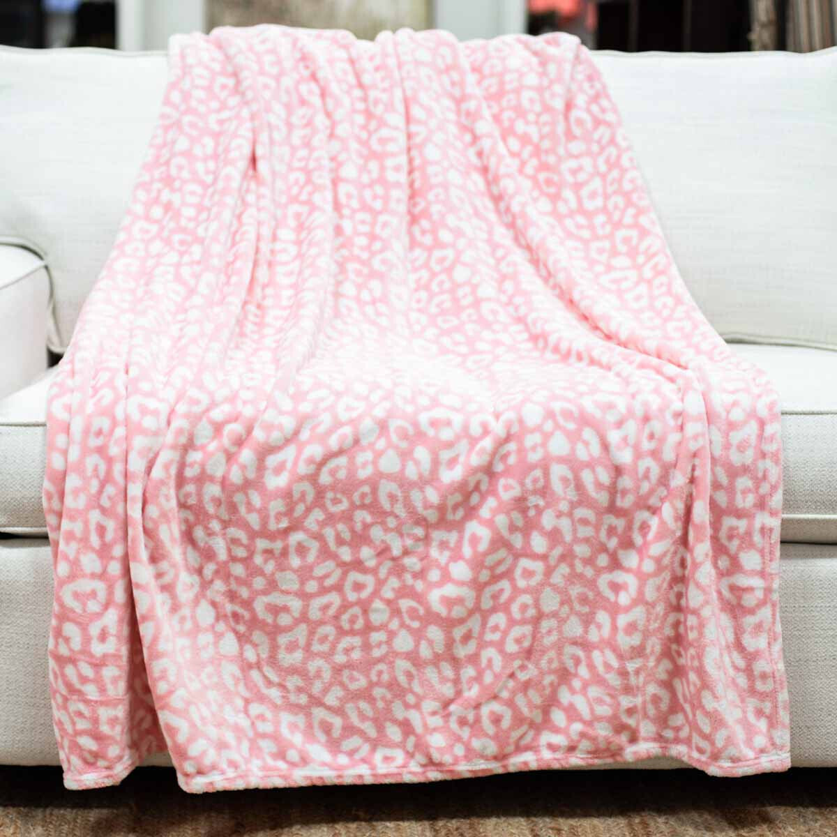 Plush Blanket Pink Leopard