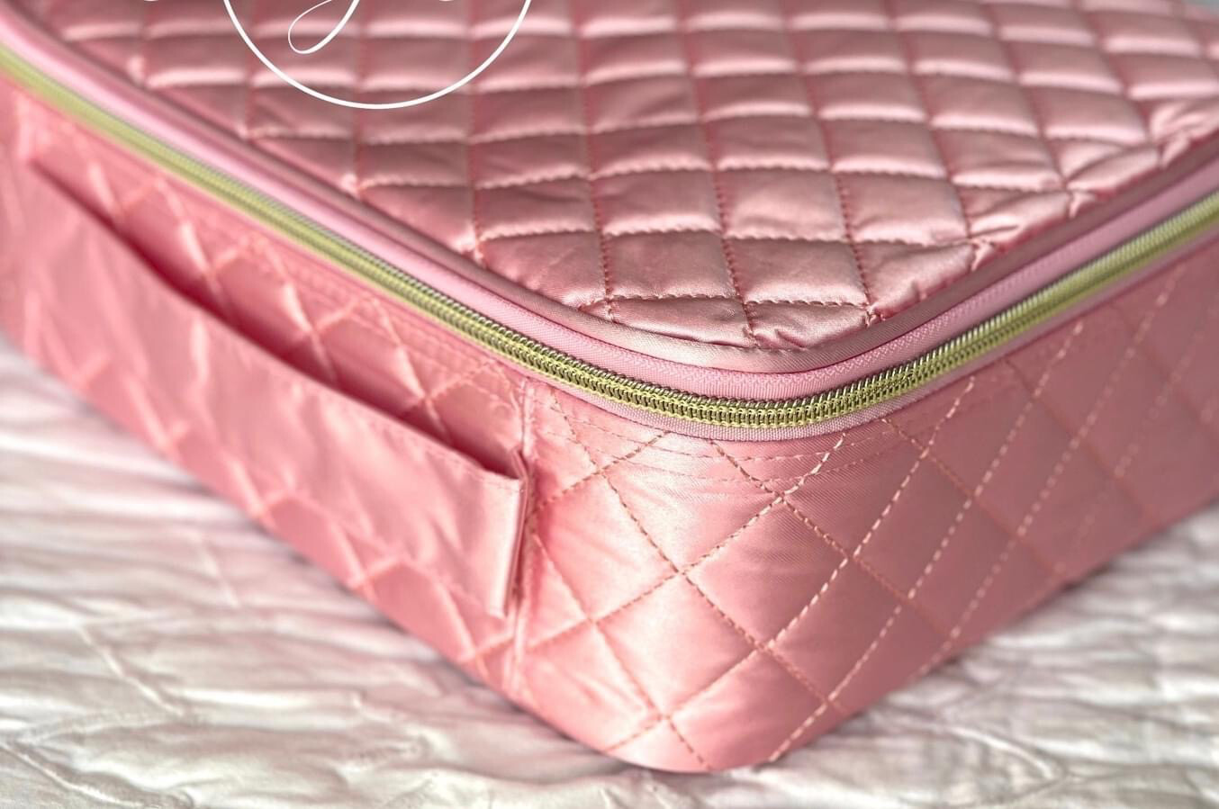 Girls Quilted Cosmetic Case Pink
