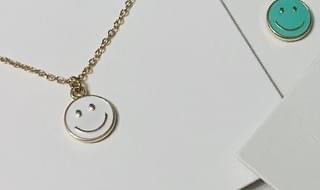 Smiley Face Necklace White