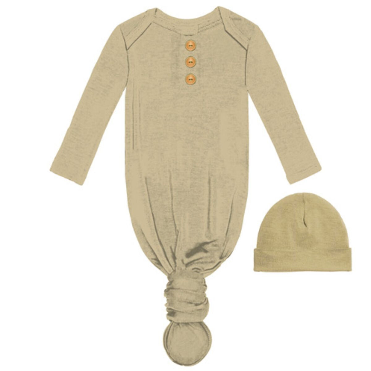 Infant gown and hat set mustard